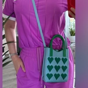 Stylish Green Heart Tote crossbody Bag